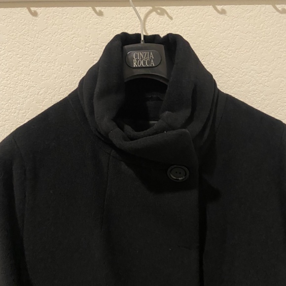 Luxurious Cinzia Rocco Black Pure Virgin Wool Coat - Picture 2 of 4